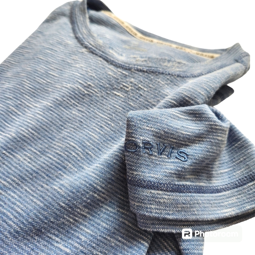 Orvis Unisex Classic Collection Blue & White Striped Long Sleeve Knit Pullover L
